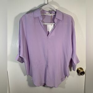 Sourcery NWT purple/amethyst Byron sheer shirt blouse Size XS/S